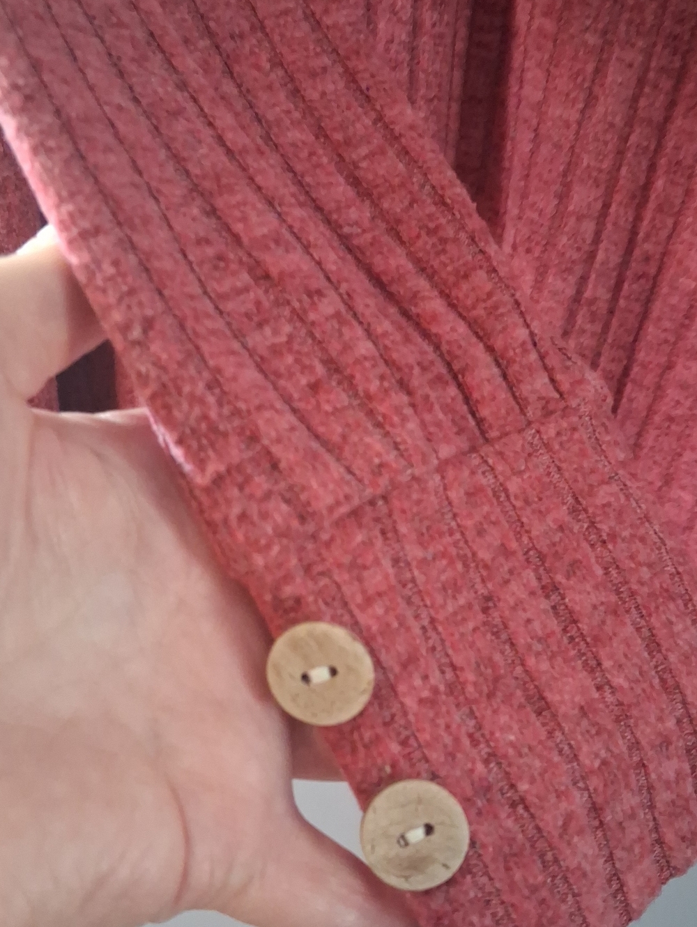Women's V-Neck Ribbed Pullover Sweater - Rust Color - Picture 2 of 5